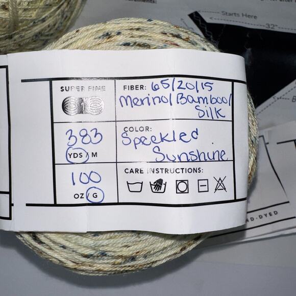 Fingering Weight Hand Dyed Yarn Cowl Kit 2 Skeins Yellow Cream Wool Silk Blend - Picture 4 of 8